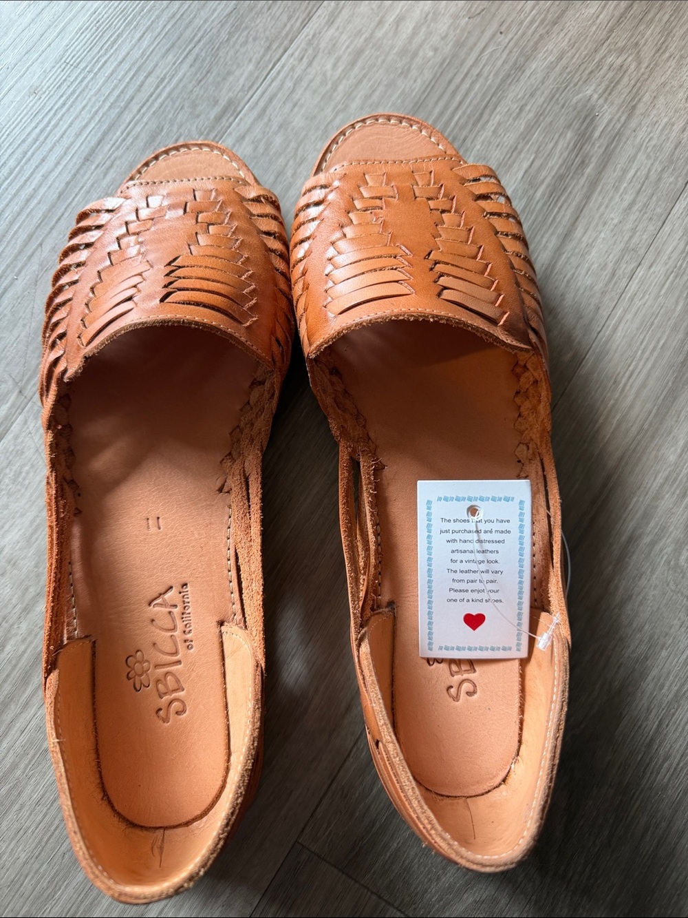 Sbicca Cognac Brown Woven Leather Slip-On Flats